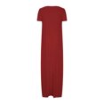 thumbnail image 4 of Annhoo Robes d'Été Grande Taille pour Femmes Col Rond Manches Courtes Robe Maxi Décontractée Ample Couleur Unie Longue Robe, 4 of 5