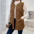 thumbnail image 4 of HAiming Womens Winter Fleece Vest Crewneck Sleeveless Open Front Cardigan Fuzzy Warm Jacket with Pocket, 4 of 8