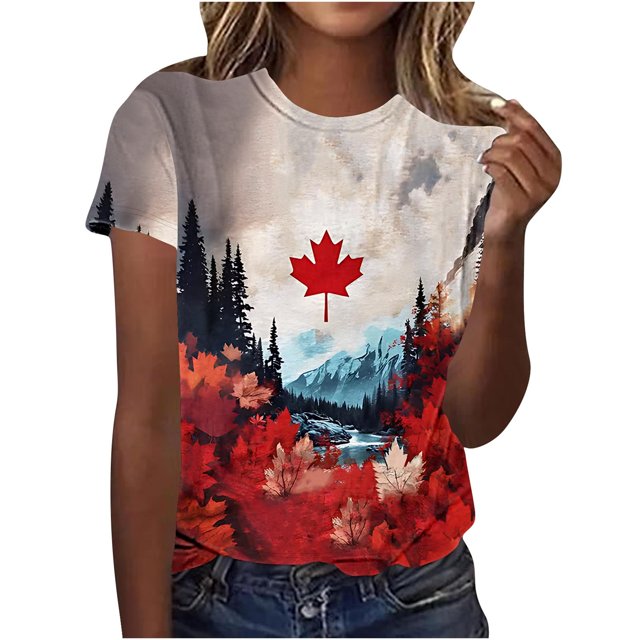 Pisexur Hauts pour Femmes, Hauts de Sortie pour Femmes, Hauts pour Dames, Hauts de Printemps pour Femmes 2025, Nouveau T-shirt à Manches Courtes à Col Rond Décontracté Imprimé pour Femmes Multicolore, P