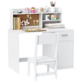 thumbnail image 1 of Qaba Ensemble Bureau et Chaise pour Enfants, Ensemble Table d'Étude et Chaise avec Rangement, Blanc, 1 of 10