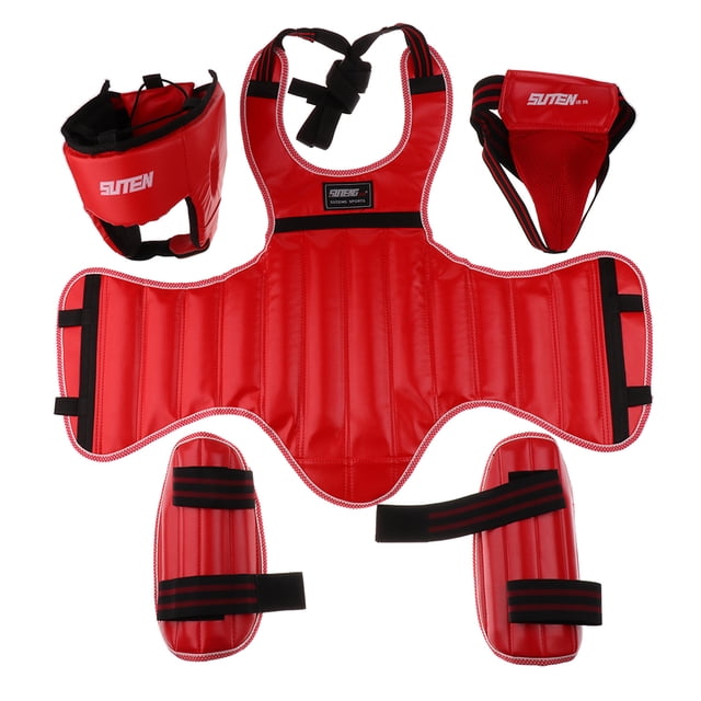 Ensemble de 5 Pcs d'Équipement de Combat pour Enfants Protecteur de Jambe MMA Boxe