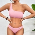 thumbnail image 4 of Penkiiy Women's Ribbed Bikini Sets One Shoulder Top with Mid Waist Two Piece Bathing Suit L Pink, 4 of 4