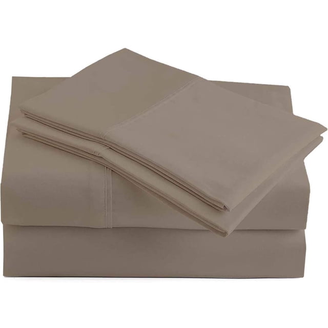 600 Thread Count 4 Piece Sheet Set 15 Inch Deep Pocket 100% Egyptian Cotton Color Taupe Solid Size King