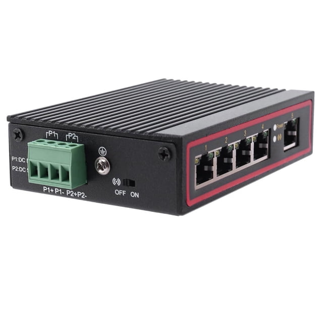 5 Ports RJ45 10/100 m Commutateur Ethernet de Bureau Concentrateurs Réseau pour Portable Type Rail DIN, 1x Commutateur Ethernet, Noir