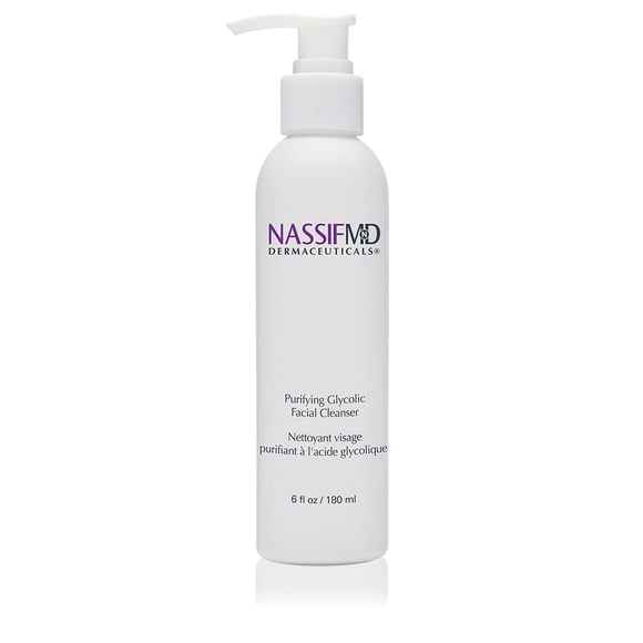 NassifMD Glycolic Acid Face Wash, Hydrating Facial Cleanser, Anti aging Face Wash, Glycolic cleanser for Face for Wrinkles and Fine Lines, Evens Skin Tone, Glycolic Face Wash