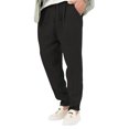 thumbnail image 2 of Innerwin Trousers Drawstring Men Bottoms Holiday High Waist Lightweight Summer Pants Black XL, 2 of 4