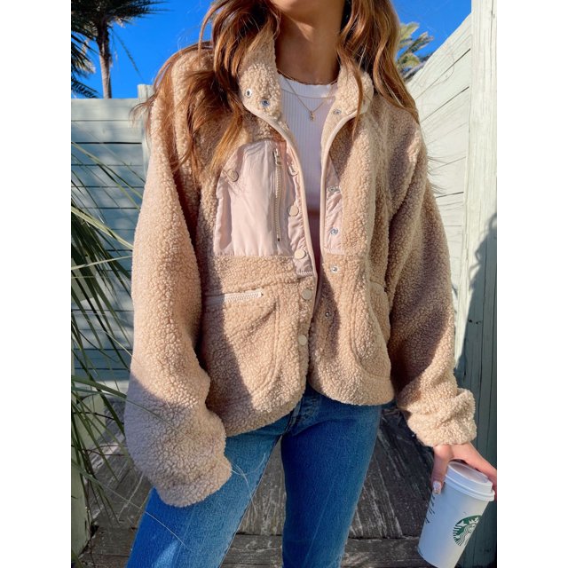 REDHOTYPE Women's Button Long Sleeve Brushed Jacket Coats with Pockets