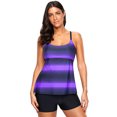 thumbnail image 1 of Women's Plus Size Colorblock High Waist Tankini Boxer Shorts Split Sports Swimwear, 1 of 6