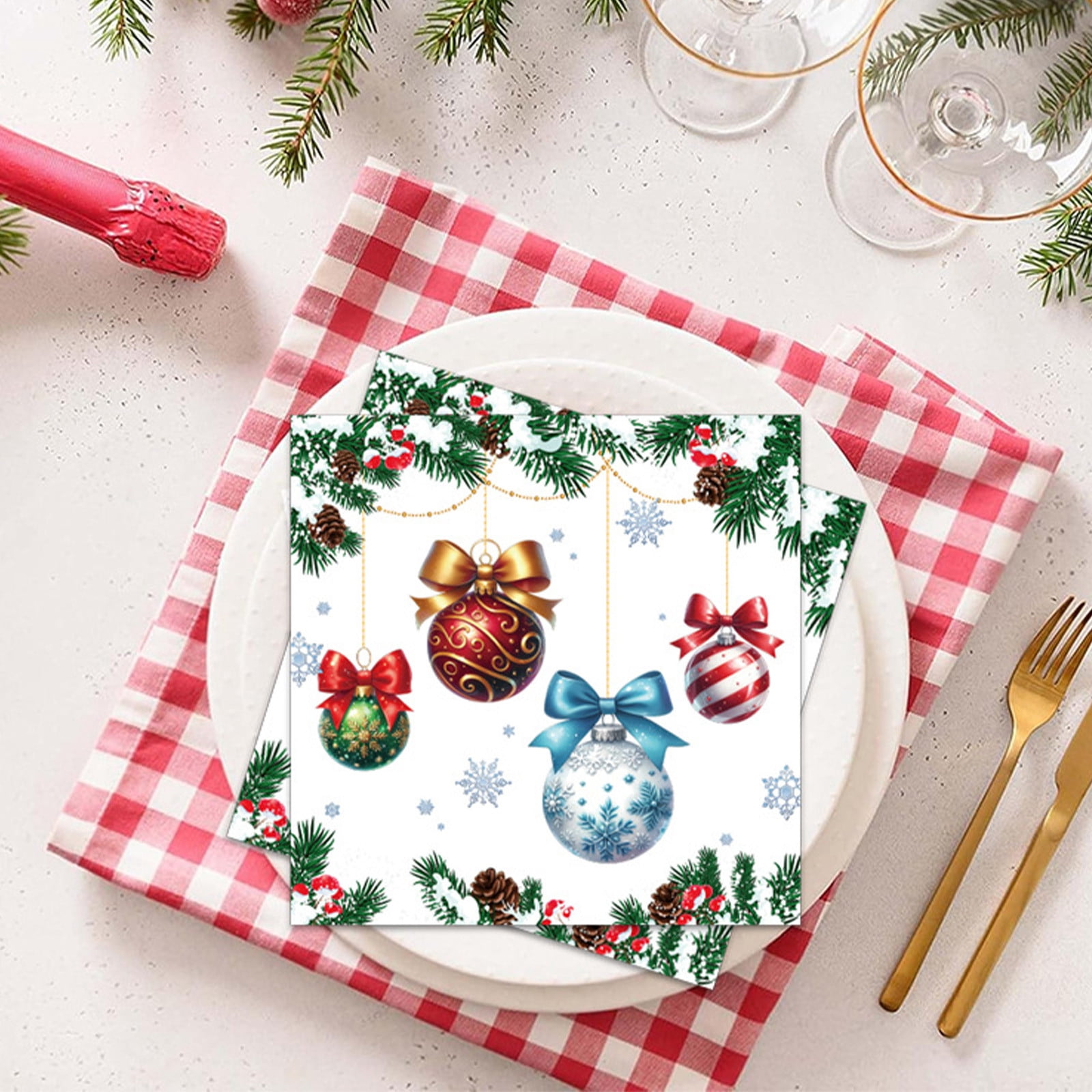 Christmas Dining Paper Towels Party Christmas Long Paper Towels Holiday Tableware Party Disposable Paper Towels