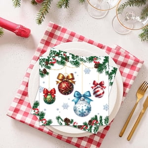 Dvkptbk Paper Tissue Set Christmas Dining Paper Towels Party Christmas Long Paper Towels Holiday Tableware Party Disposable Paper Towels Home Decor Christmas Decorations