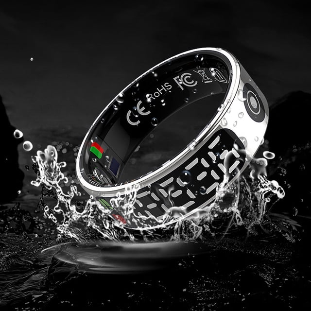 Smart Smart Ring Sports Sleep Monitoring Control Stainless Steel Health Tracker Ring with Display Screen