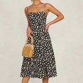 thumbnail image 4 of Fridja Femmes Casual Fleur Impression Slim Plage Licou Bretelles Robe Bretelles, 4 of 9