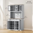 thumbnail image 3 of HOMCOM 71" Pantry Cabinet w/ Microwave Space Buffet w/ Hutch Grey, 3 of 10