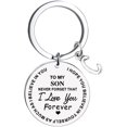 thumbnail image 1 of Heliisoer To My Son Message Keychain Stainless Steel Initial Last Name 26 Letter Family Inspirational Keychain Gift, 1 of 1