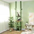 thumbnail image 2 of PawHut 89"-100" Floor to Ceiling Cat Tree w/ Scratching Posts, Green, 2 of 10