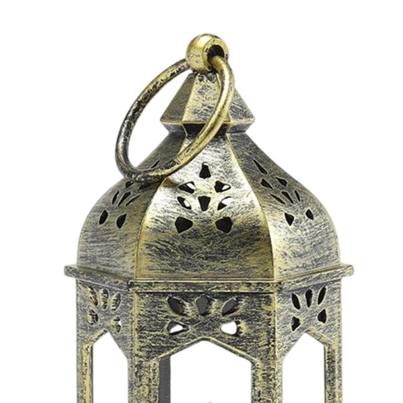 Lanterne à Bougie Électronique Style Vintage Lampe à Vent Autre Spéciale Décorative pour Jardin Doré