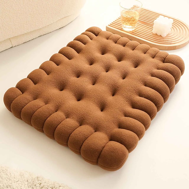 TopLLC Rectangle Thickened Cushion for balcony or bedroom chairs, featuring a tufted design with a soft brown short velvet cover and cotton filling. The cushion measures 19.5 x 15.5 inches (50 x 40 cm) and provides ultra-soft support for chairs, sofas, or floors. Ideal for home, dorm, or office use.