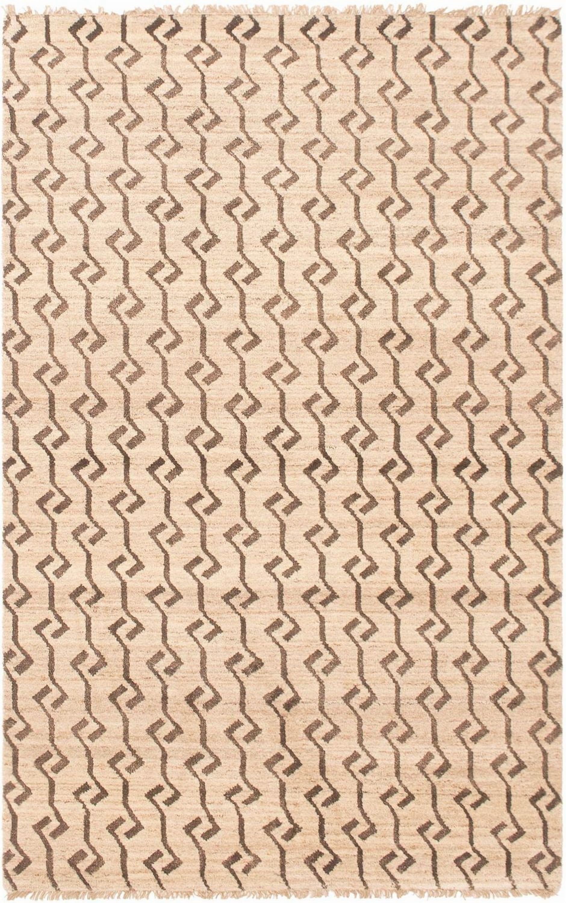 ECARPETGALLERY 5'1" x 8'0" Moroccan Tangier Hand-knotted Area Rug for Living Room, Dining Room and Bedroom in Ivory