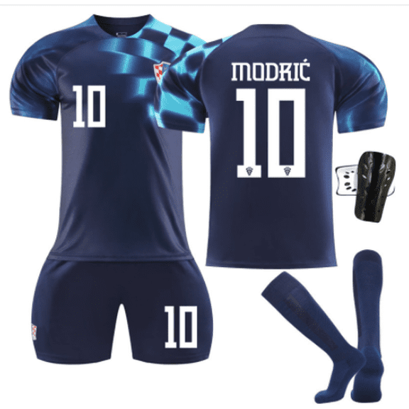 2023 Ensemble de Maillot d'Équipe de Soccer Extérieur Croatia pour Hommes et Femmes MODRIC 10# Mode pour Enfants Manches Courtes Adulte sport Course Ensemble d'Uniformes de Soccer avec Chaussettes pour Garçons et Filles