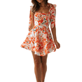 thumbnail image 1 of Gupgi Robe Mini Fleurie pour Femme Orange Sans Manches à Bretelles à Nouer Robes Fluides Robes d'Été, 1 of 9
