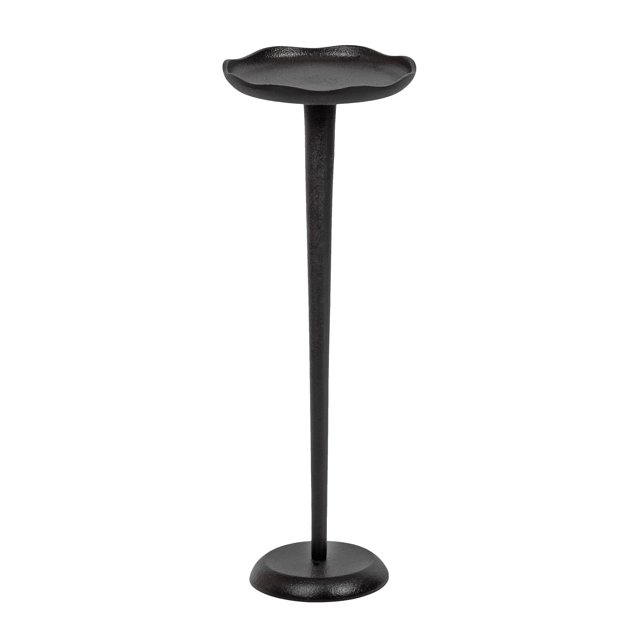 Kate and Laurel Alessia Table à Boisson Moderne Décorative en Métal, 8 x 8 x 22, Noir, Support de Plante Rond en Aluminium Coulé avec Texture Rugueuse et Bord Bordé