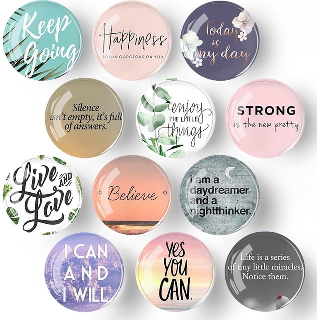 12Pcs Glass Fridge Magnets, Cute Magnet Fridge Sticker, Strong Magnetic Refrigerator Magnets Heavy Duty, Fridge Magnets for Whiteboard, Kitchen, Office, Home and Cabinet
