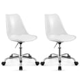 thumbnail image 1 of Costway 2 Pcs Chaise de Bureau Transparente avec Siège Pivotant et Coussin en Cuir PU Souple Roues Universelles, 1 of 10