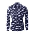 thumbnail image 1 of INSPIRE CHIC Men's Shirt Polka Dots Pattern Point Collar Long Sleeve Button Down Shirt 34 Navy Blue, 1 of 8