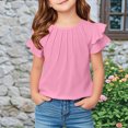 thumbnail image 2 of Yanlir 2025 Chemises d'Été pour Enfants Manches Raglan T-Shirt Graphique à Manches Courtes Haut à Col Rond T-Shirt pour Filles Tee Ample Décontracté Hauts (Rose#1, 11 Ans), 2 of 7