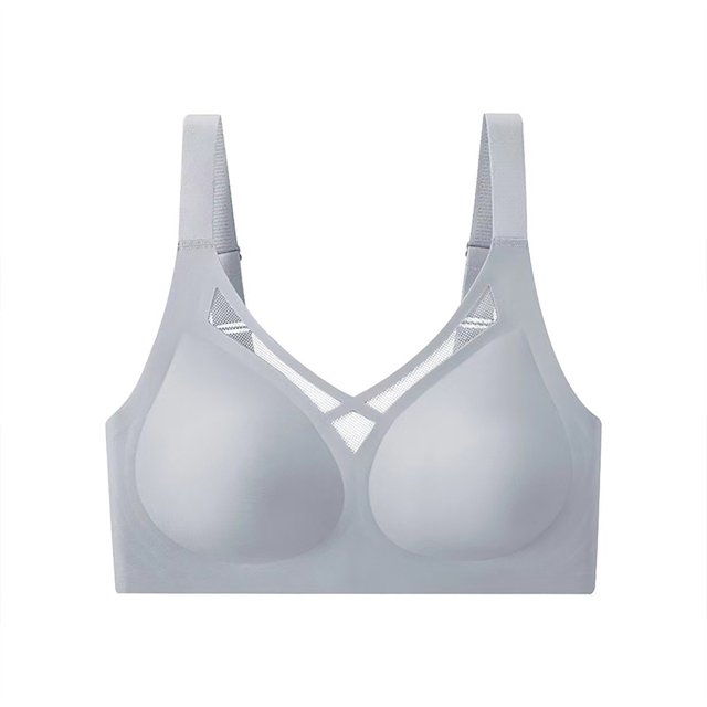 Virmaxy Womens Wireless Bra Solid Color Soft and Comfortable Gathered Large Bra Solid Color Soft and Comfortable Without Steel Rings Gathering To A Large Bra Gray-2 XL
