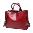 thumbnail image 4 of Elegant Womens Leather Handbag Zipper Closure Big Capacity Purse Bag Satchel Red, 4 of 8