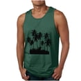 thumbnail image 3 of Sentmoon Men's Tank Shirts Summer Sleeveless Crew Neck Workout Clothes Palm Tree Print Loose Fit Oversized Breathable Compression Undershirts for Men Beach for Casual Streetwear Green S, 3 of 6