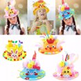 thumbnail image 3 of kurtrusly Complete Easter Hat Making Kit Eco-Friendly Non-Woven For Children Eco-friendly Easter Hats Are pink, 3 of 6