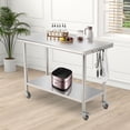 thumbnail image 2 of BeesClover Table en Acier Inoxydable pour Préparation et Travail avec Dosseret, Table de Cuisine Robuste avec Tablette et Pied Réglables pour Restaurant, Maison et Hôtel, 2 of 6