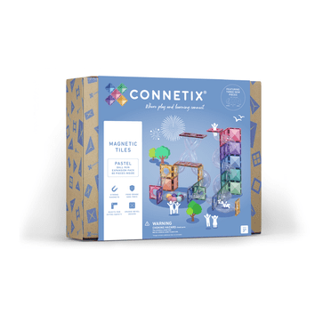 CONNETIX Magnetic Tiles, Pastel Ball Run Expansion Pack, 80 Pieces