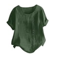 thumbnail image 1 of Timegard Cotton Linen Tops for Women Plus Size Round Neck Button Tunic Tops Casual Lightweight Blouse, 1 of 5