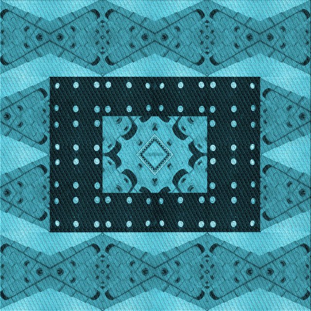 Ahgly Company Machine Washable Indoor Square Transitional Bright Turquoise Blue Area Rugs, 4' Square