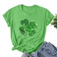 thumbnail image 2 of Besolor T-Shirts de la Saint-Patrick pour Femmes, Col Rond, Manches Courtes, T-Shirts Basiques, T-Shirts Graphiques Trèfle, Hauts de Festival, 2 of 3