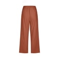 thumbnail image 5 of Women Casual Capris Straight Leg Drawstring Elastic Waist Linen Pants with Pockets, 5 of 5