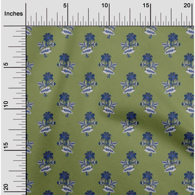 oneOone Cotton Flex Fabric Leaves & Floral Block Decor Fabric Printed BTY 40 Inch Wide