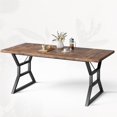 thumbnail image 1 of 71 Inch Industrial Dining Table for 6-8 People, Rectangular Kitchen Table with Engineered Wood Top and Geometric Metal Legs, Farmhouse Table for Dining Room, Kitchen,, 1 of 8