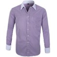 thumbnail image 3 of XDZJLR Men Shirt Business Casual Pure Color Lapel Long Sleeve Tee, 3 of 3