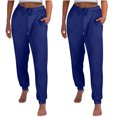 thumbnail image 1 of FAIWAD Womens Cinch Bottom Sweatpants 2PC High Waisted Drawstring Fleece Baggy Jogger Workout Trousers, 1 of 7