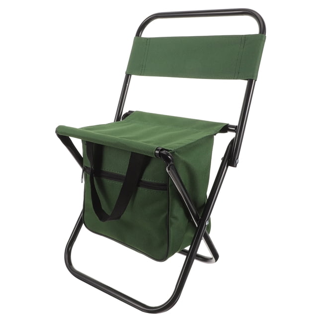 Multi-function Fishing Chair Camping Folding Chair Fishing Camping Chair Travel Foldable Chair in green color. Made of durable oxford cloth and metal, this portable chair features a lightweight, foldable design with a built-in storage compartment. Measuring 46.00X27.00X21.00cm (18.08X10.61X8.25in), it is suitable for camping, fishing, hiking, and other outdoor activities. The sturdy frame ensures stability, and the chair is easy to carry and store.