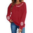 thumbnail image 2 of Chandail Simple pour Femmes Happly Easter Chandails pour Femmes Oeufs de Pâques Graphique Coupe Ample Col Rond Chandails de Sport Festival Chandails à Enfiler Hauts - Hontri, 2 of 4