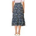 thumbnail image 3 of Unique Bargains Women's Floral Print Elastic Waist Ruffle Hem Midi Skirt, 3 of 8