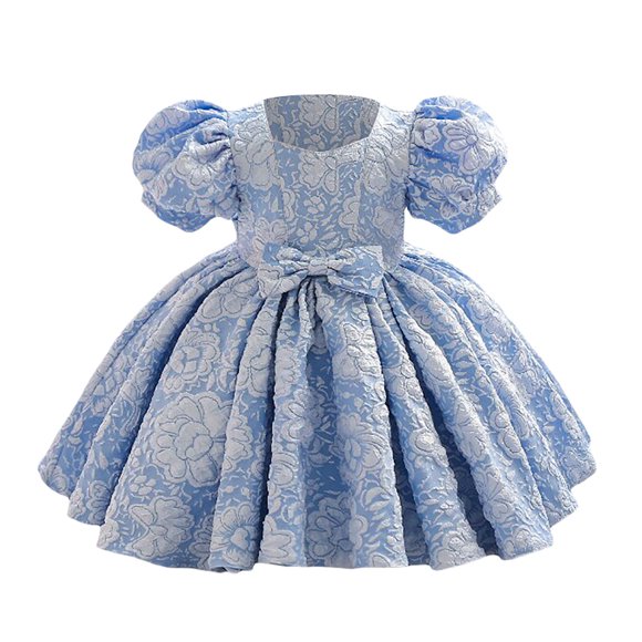 Girls Dresses Flower Girl Dresses for Baby Girls Party Toddler Puff Sleeve Pageant Dress with Bowknot for