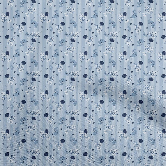 oneOone Viscose Jersey Light Blue Fabric Floral Craft Projects Decor Fabric Printed By The Yard 60 Inch Wide