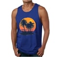 thumbnail image 3 of Sentmoon Débardeurs pour Hommes Été Sans Manches Col Rond T-Shirts pour Homme Imprimé Palmier Coupe Décontractée Grande Taille Course Chandails d'Entraînement pour Hommes Vacances pour Courir par Temps Chaud Bleu Foncé m, 3 of 6