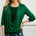 thumbnail image 2 of T-shirts pour Femmes à Manches Longues Pailletées, Amples pour Sortir, Vert TTG, 2 of 4